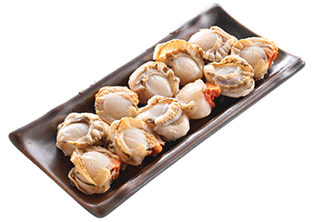 Frozen scallop meat roe on frill on